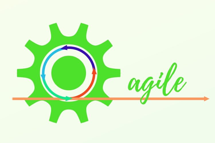 simbolo di ingranaggio con scritta agile