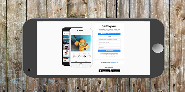 celulare con schermata del log in di instagram